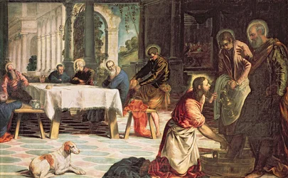 Christ Washing the Feet of the Disciples (detail), c.1547